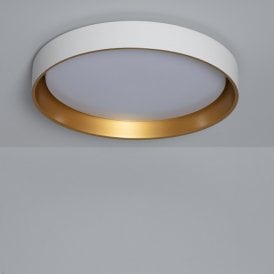 Edit Broadway Round 30W LED Colour Selectable Large Flush Ceiling Light In White & Gold Finish