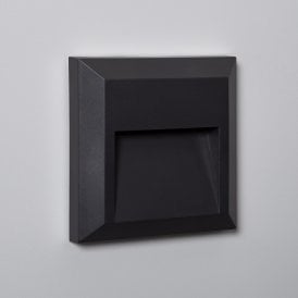 Edit Byron Square Surface Outdoor 1W Warm White LED Wall Light In Black Finish