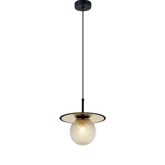 Edit Lighting Edit Cairo Single Light Ceiling Pendant In Black Finish With Clear Glass