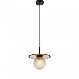 Edit Cairo Single Light Ceiling Pendant In Black Finish With Clear Glass
