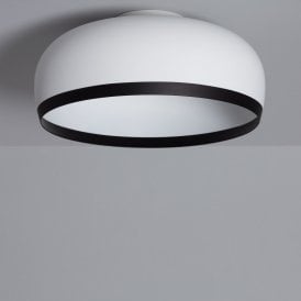 Edit Chander Single Light Flush Ceiling Fitting In White And Black Finish