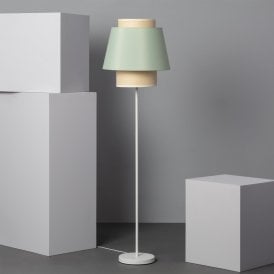 Edit Chulu Single Light Rattan Floor Lamp In Green Finish