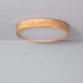 Edit Cloud LED Flush Ceiling Light In Wood Finish