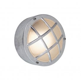 Edit Coastal Fjord Round Single Light Outdoor Flush Wall Fitting in Galvanised Steel Finish