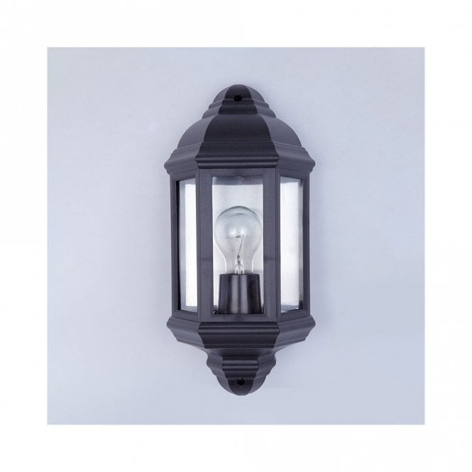Edit Lighting Edit Coastal Newquay Single Light Half Lantern Outdoor Wall Fitting in Black Finish