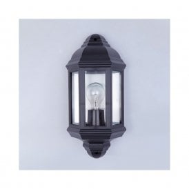 Edit Coastal Newquay Single Light Half Lantern Outdoor Wall Fitting in Black Finish