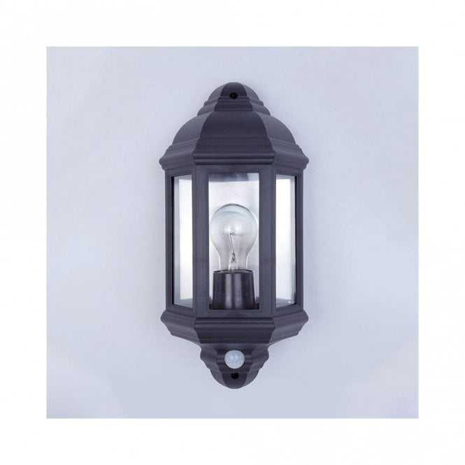 Edit Lighting Edit Coastal Newquay Single Light Half Lantern Outdoor Wall Light with Dusk to Dawn Sensor in Black Finish