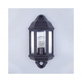 Edit Coastal Newquay Single Light Half Lantern Outdoor Wall Light with Dusk to Dawn Sensor in Black Finish