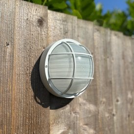 Edit Coastal Pier Outdoor Round Bulkhead Wall Light - White