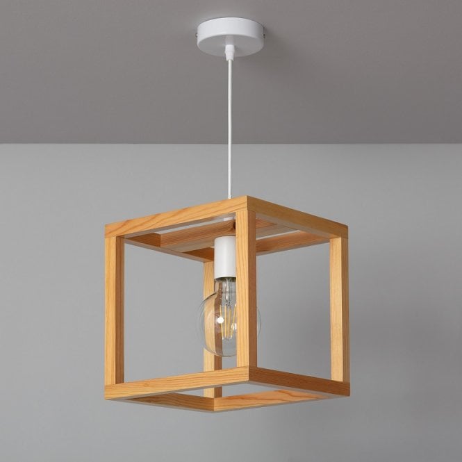 Edit Lighting Edit Coba Single Light Ceiling Pendant Fitting in Natural Wood Finish