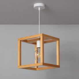 Edit Coba Single Light Ceiling Pendant Fitting in Natural Wood Finish