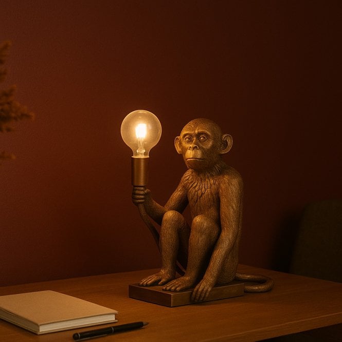 Edit Lighting Edit Conor USB Rechargeable LED Monkey Table Lamp - Gold