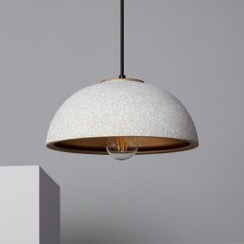 Edit Crowe Single Light Ceramic Ceiling Pendant Fitting in Grey Finish with Gold Detailing