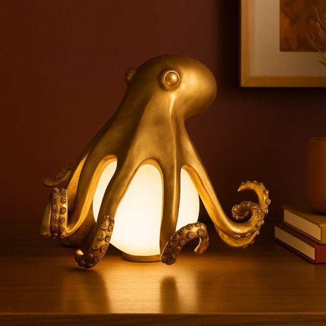 Edit Lighting Edit Dave USB Rechargeable LED Octopus Table Lamp - Gold
