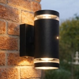 Edit Dez Outdoor Up & Down Wall Light with Dusk to Dawn Sensor- Black