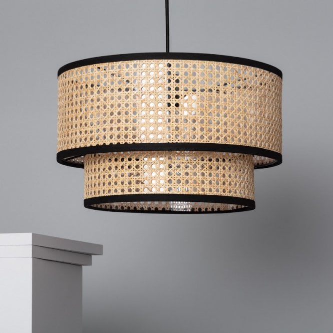 Edit Lighting Edit Doppio Single Light Rattan Ceiling Pendant In Natural Finish