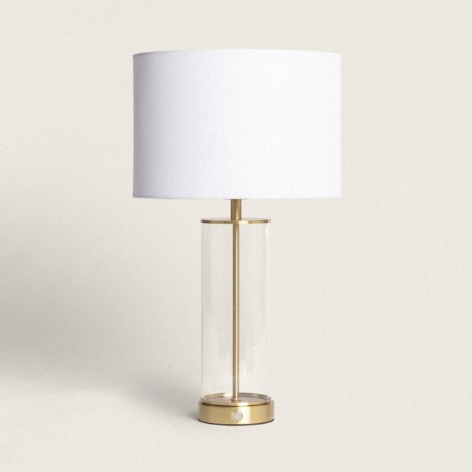 Edit Lighting Edit Echo USB Rechargeable Glass Table Lamp in Satin Brass Finish