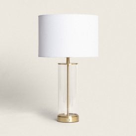 Edit Echo USB Rechargeable Glass Table Lamp in Satin Brass Finish