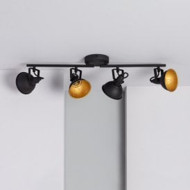Edit Emer 4 Light Ceiling Spotlight Bar Fitting in Black Finish