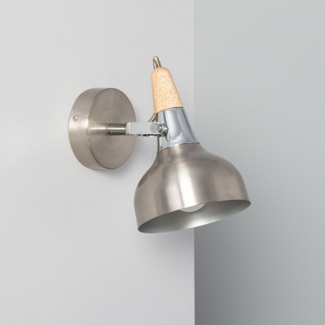 Edit Lighting Edit Emer Single Wall Spotlight in Aluminium And Wood Finish