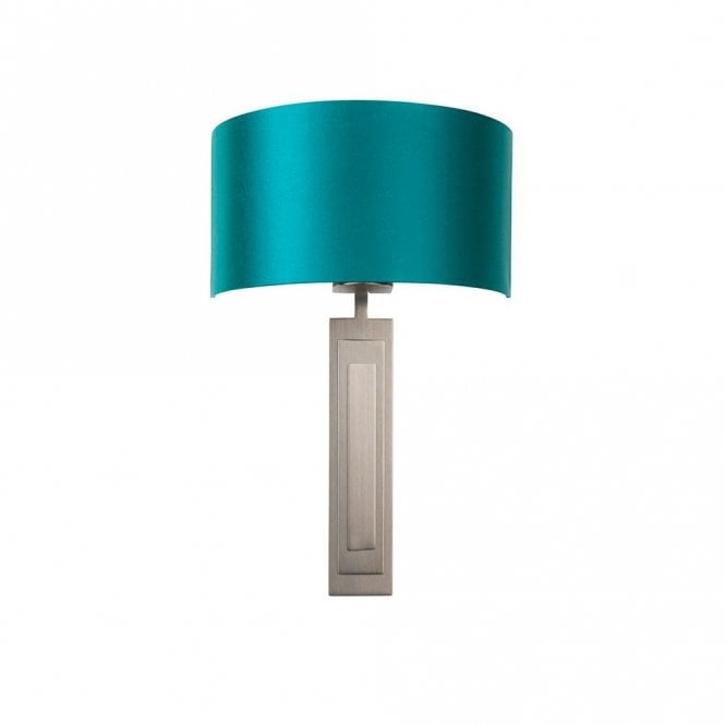 Edit Lighting Edit Empire Flush Single Light Wall Fitting in Brushed Bronze Finish with Teal Satin Shade
