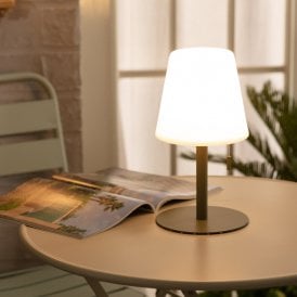 Edit Epinay Aluminium Portable Outdoor LED Table Lamp With Rechargeable Battery In Forest Green Finish