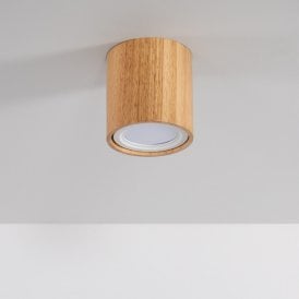 Edit Esben LED Wooden Flush Downlight In Natural Finish