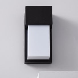 Edit Etnea Single Light Outdoor Flush Wall Fitting in Black Finish With Opal Diffuser