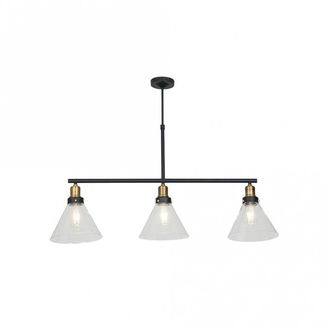 Edit Lighting Edit Factory 3 Light Bar Ceiling Pendant in Antique Brass Finish