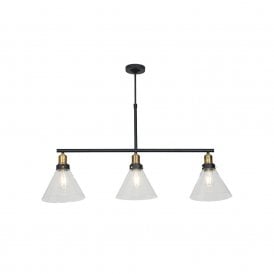 Edit Factory 3 Light Bar Ceiling Pendant in Antique Brass Finish