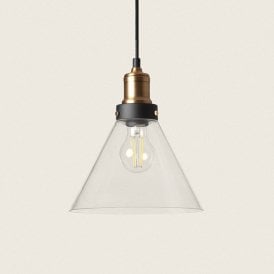 Edit Factory Single Light Glass Ceiling Pendant In Antique Brass Finish