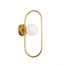 Edit Fancy Single Light Wall Fitting In Matt Gold Finish With Opal Glass