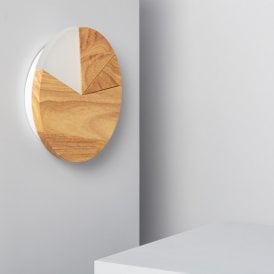 Edit Farmaajo LED Flush Wall Light In Wood And White Finish