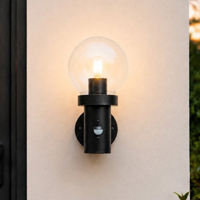 Edit Lighting Edit Fjord Outdoor Lantern Wall Light with PIR Sensor - Black