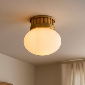 Edit Flor Glass Semi-Flush Glass Ceiling Light - Antique Brass