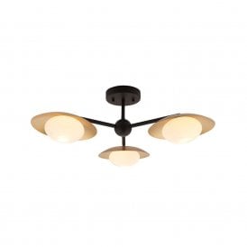 Edit Franklin 3 Arm Semi-Flush Ceiling Fitting in Dark Bronze Finish