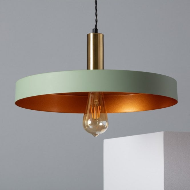 Edit Lighting Edit Furiko Single Light Metal Ceiling Pendant In Green & Gold Finish
