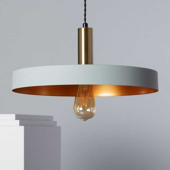 Edit Lighting Edit Furiko Single Light Metal Ceiling Pendant In Grey & Gold Finish