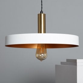 Edit Furiko Single Light Metal Ceiling Pendant In White & Gold Finish