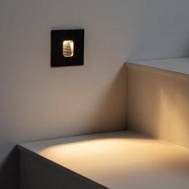 Edit Grasset Outdoor Square Recessed Wall Light in Black Finish With Warm White LED
