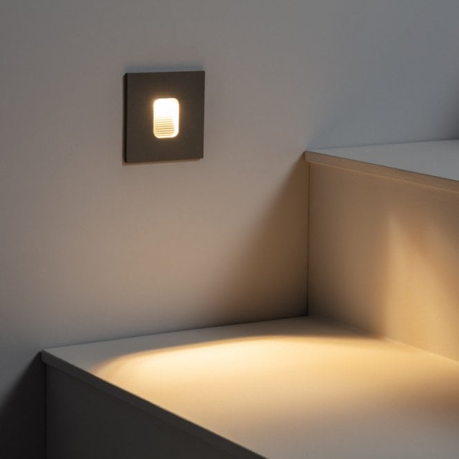 Edit Lighting Edit Grasset Outdoor Square Recessed Wall Light in Grey Finish With Warm White LED