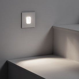Edit Grasset Outdoor Square Recessed Wall Light in White Finish With Daylight White LED