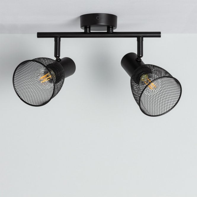 Edit Lighting Edit Grid 2 Light Ceiling Spotlight Bar Fitting in Black Finish