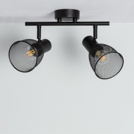 Edit Grid 2 Light Ceiling Spotlight Bar Fitting in Black Finish