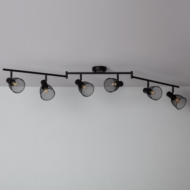 Edit Lighting Edit Grid 6 Light Adjustable Ceiling Spotlight Bar In Black Finish