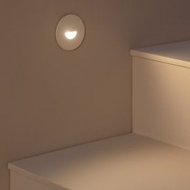 Edit Guell Round Aluminium 2W Warm White LED Wall Spotlight IP65 In White Finish