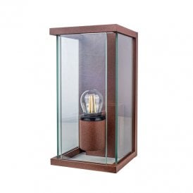 Edit Halo Half Lantern Outdoor Wall Light - Rust Brown