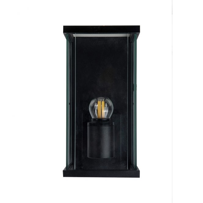 Edit Lighting Edit Halo Half Lantern Outdoor Wall Light With Dusk to Dawn Sensor- Black