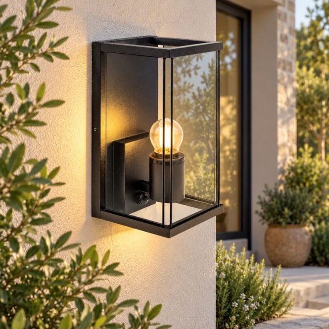 Edit Lighting Edit Halo Half Lantern Outdoor Wall Light with PIR Sensor - Black