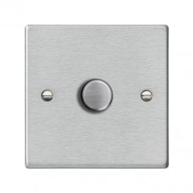 Edit Hartland 1 Gang LED Two Way Rotary Dimmer Switch - Satin Stainless Steel
